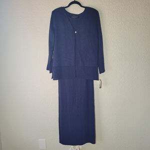 NWT VTG Carol Little Women's 2 Piece Set Navy Blue Maxi Dress Size 6 Y2K